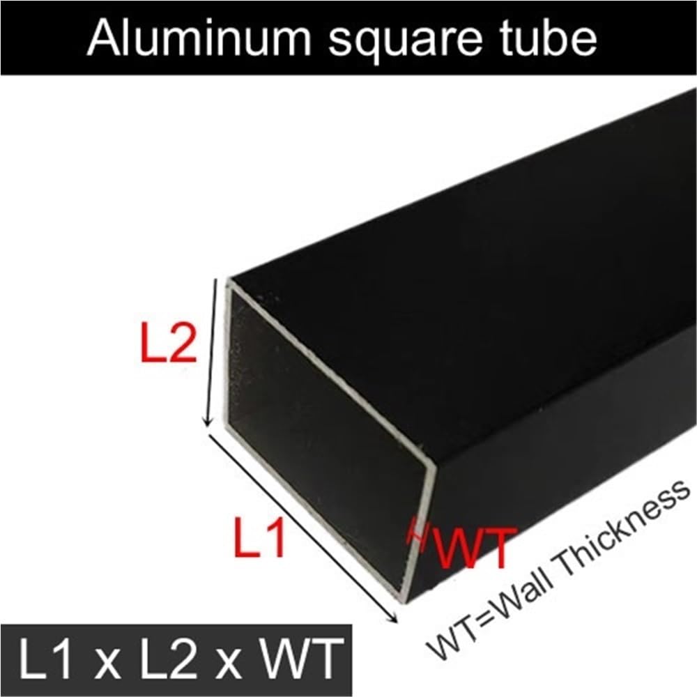 Perfil de tubo cuadrado de aluminio negro de 495 mm, ancho de 8-20 mm, tubo ligero de aleación de metal AL for marc0s de puertas.(20x70x2mm)