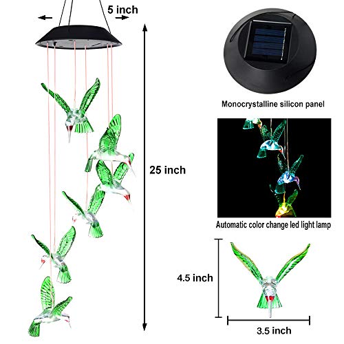 Six Foxes 12121 Wind Chime, Solar Hummingbird Wind Chimes Outdoor/Indoor thumb #5