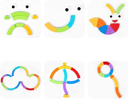Miniatura 3 de Bloques de madera con diseño de animales rompecabezas de colores arcoíris juegos de apilamiento juguetes educativos para niños de más de 3 años 40