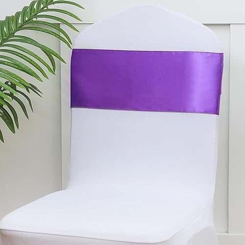 Vista 26 de Paquete de 50 bandas de satén para sillas de color azul bebé, lazos para sillas de boda, revelación de género, baby shower, fiesta, decoración