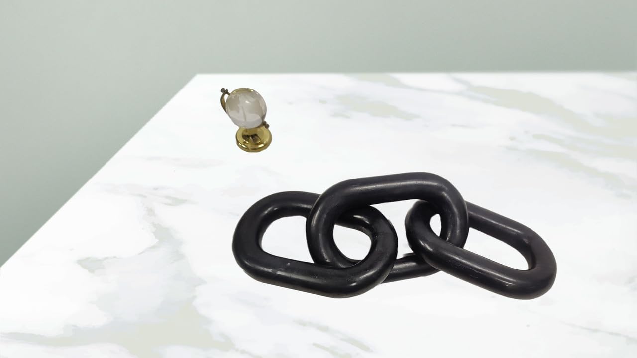 Escultura de cadena de eslabones de mármol negro | Decoración de cadena de eslabones | Nudo de mármol | Eslabón de mármol | Decoración del hogar | Cadena de mármol | Arte de cadena (SIN UNIÓN)