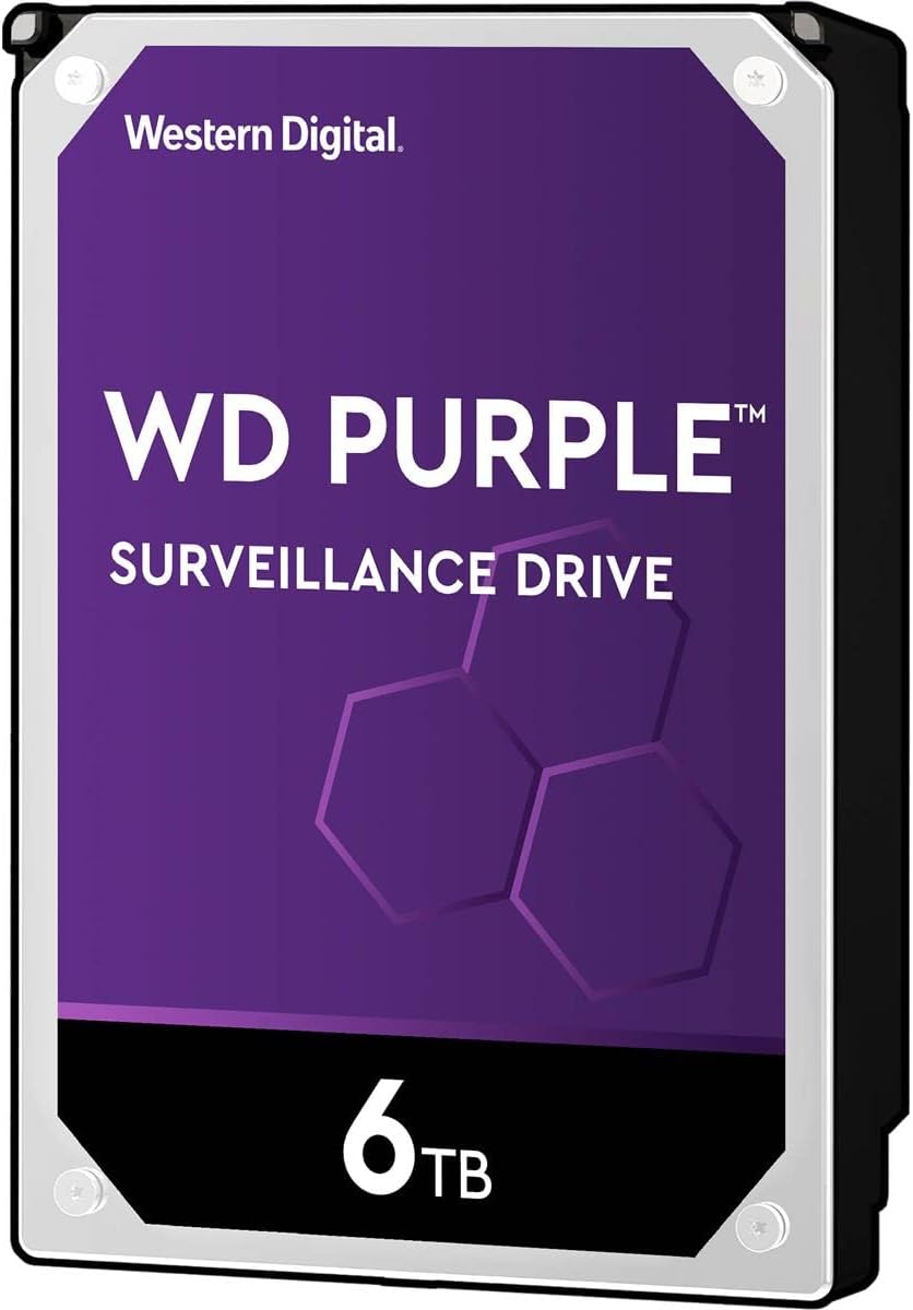WD Purple 6TB Surveillance 3.5 Inch Internal Hard Drive - Allframe 4K - 180TB/yr, 64MB Cache, 5640 RPM Class