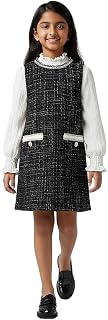 Hopscotch Girls High neck Textured Blouse and Casual Dress in Black Color Price In India