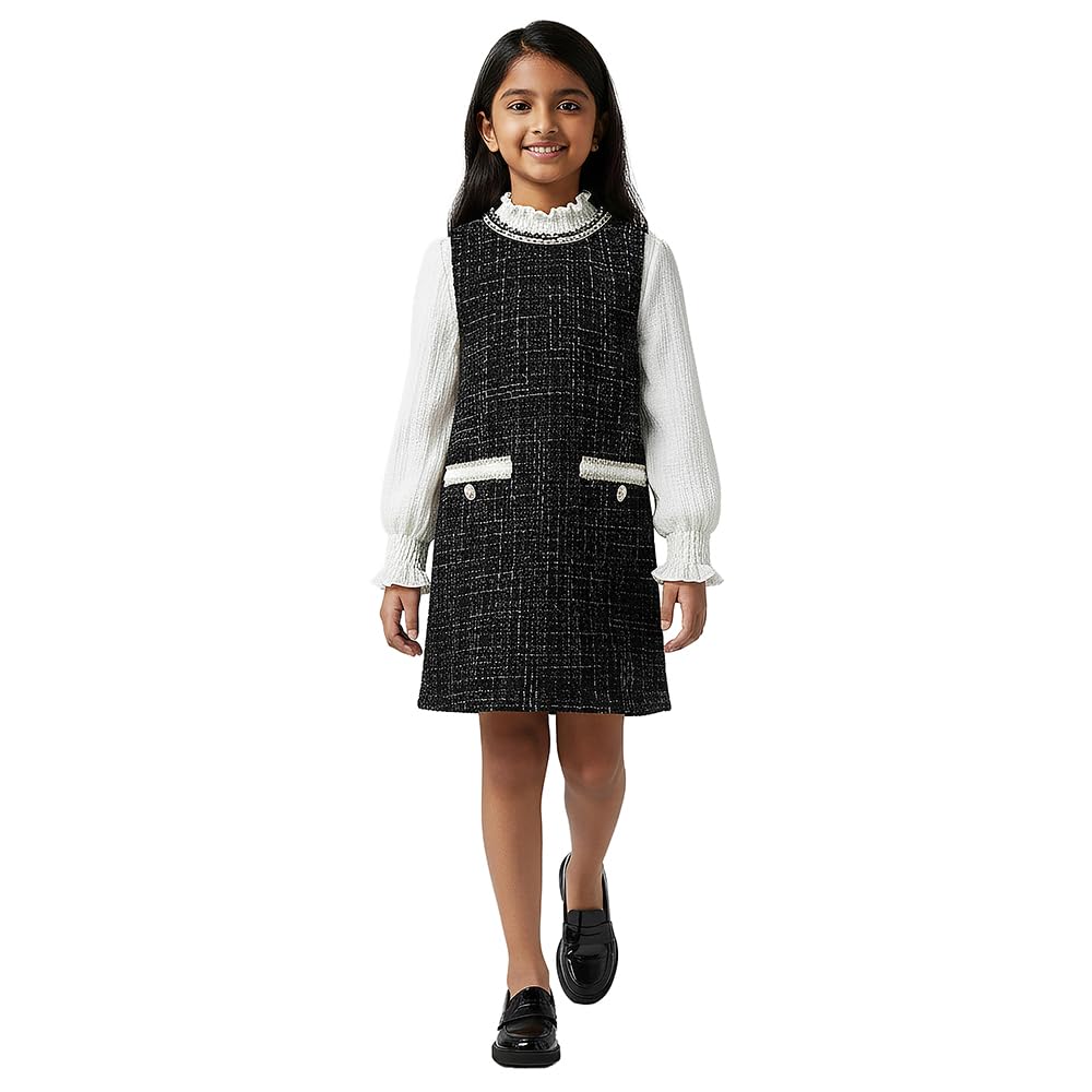Hopscotch Girls High neck Textured Blouse and Casual Dress in Black Color - Review, Price and Buying Guide