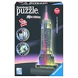 Ravensburger   Puzzle 3D Building   Empire State Building illuminé   A partir de 10 Ans   216 pièces numérotées à Assembler sans Colle   Accessoires de Finition Inclus   12566