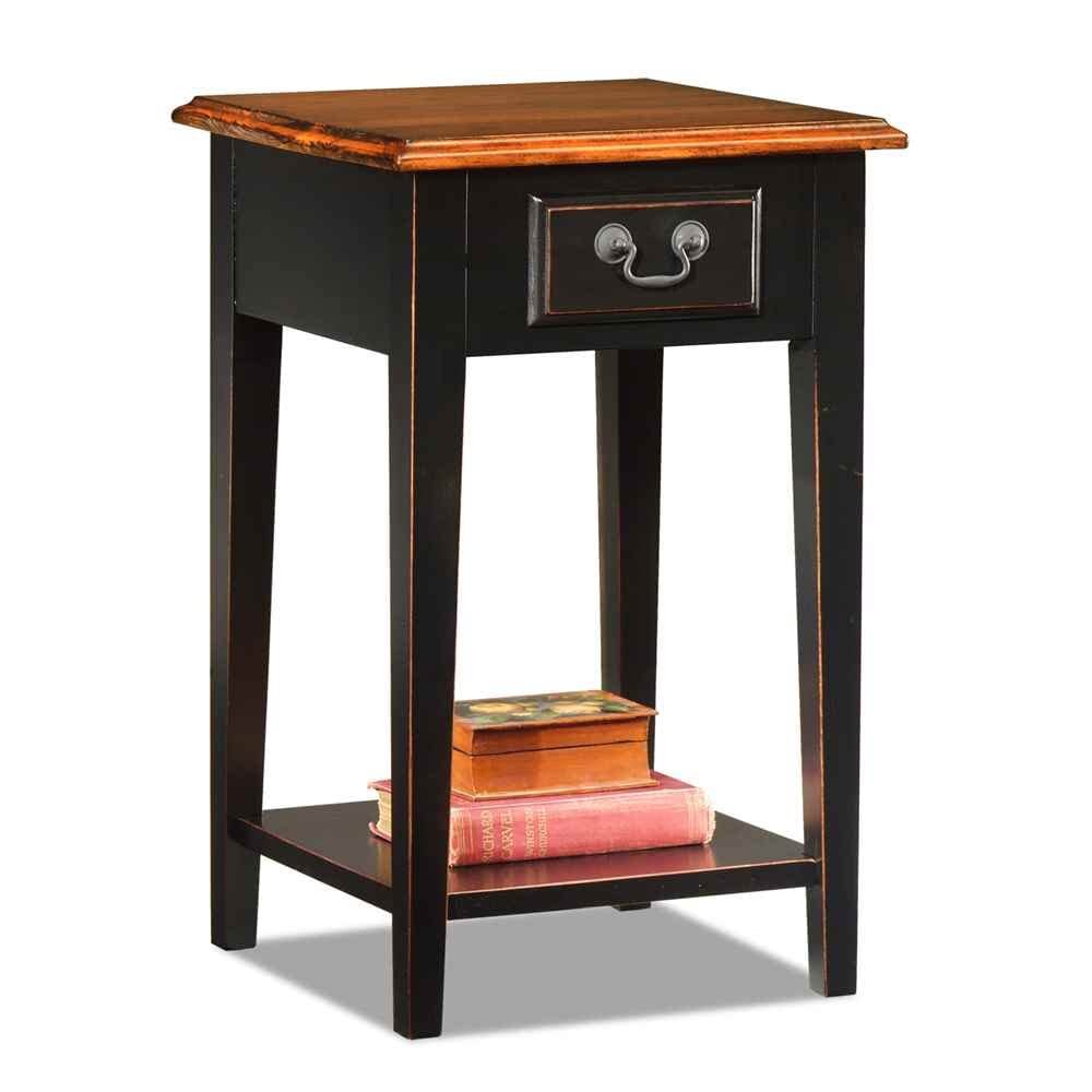 Leick Chair Side Lamp End Table with Drawer, Antique Black