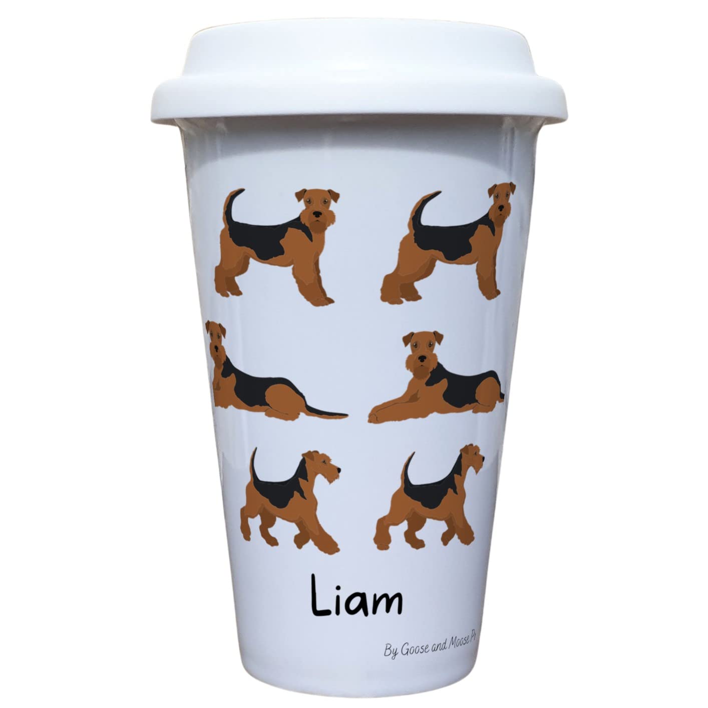 Airedale Terrier Travel Mug Personalised - Gift for Dog Owners & Lover - Personalised Dog Thermal Ceramic Insulated Travel Mug