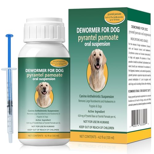 Dog Dewormer Liquid for Dogs for All wormers – Pyrantel Pamoate Dewormer for Roundworms &...
