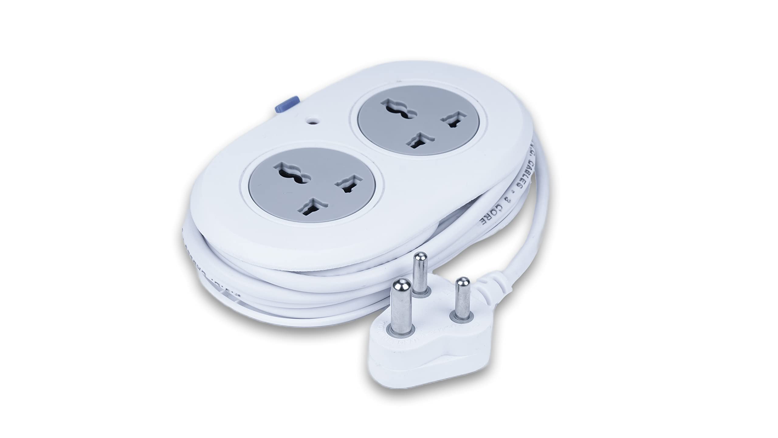 CARIBOU CBU-16 6A 2 Way Universal sockets |3 Pin Travel Adapter with Extension Cord | 2M fire Retardant Cable | Led Indicator | Ergonomic Design | Shock Proof Body| Compact| UK/EU Power Converter