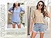 Imily Bela Womens Summer Tops V Neck Casual Puff Short Sleeve Loose Blouses Shirts Blue