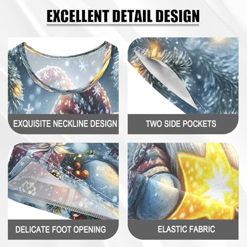 ALAZA Gnome Star Merry Christmas Night Pajamas Set Short Sleeve Cotton Sleepwear Summer Pjs 2 Piece 5-14Y4