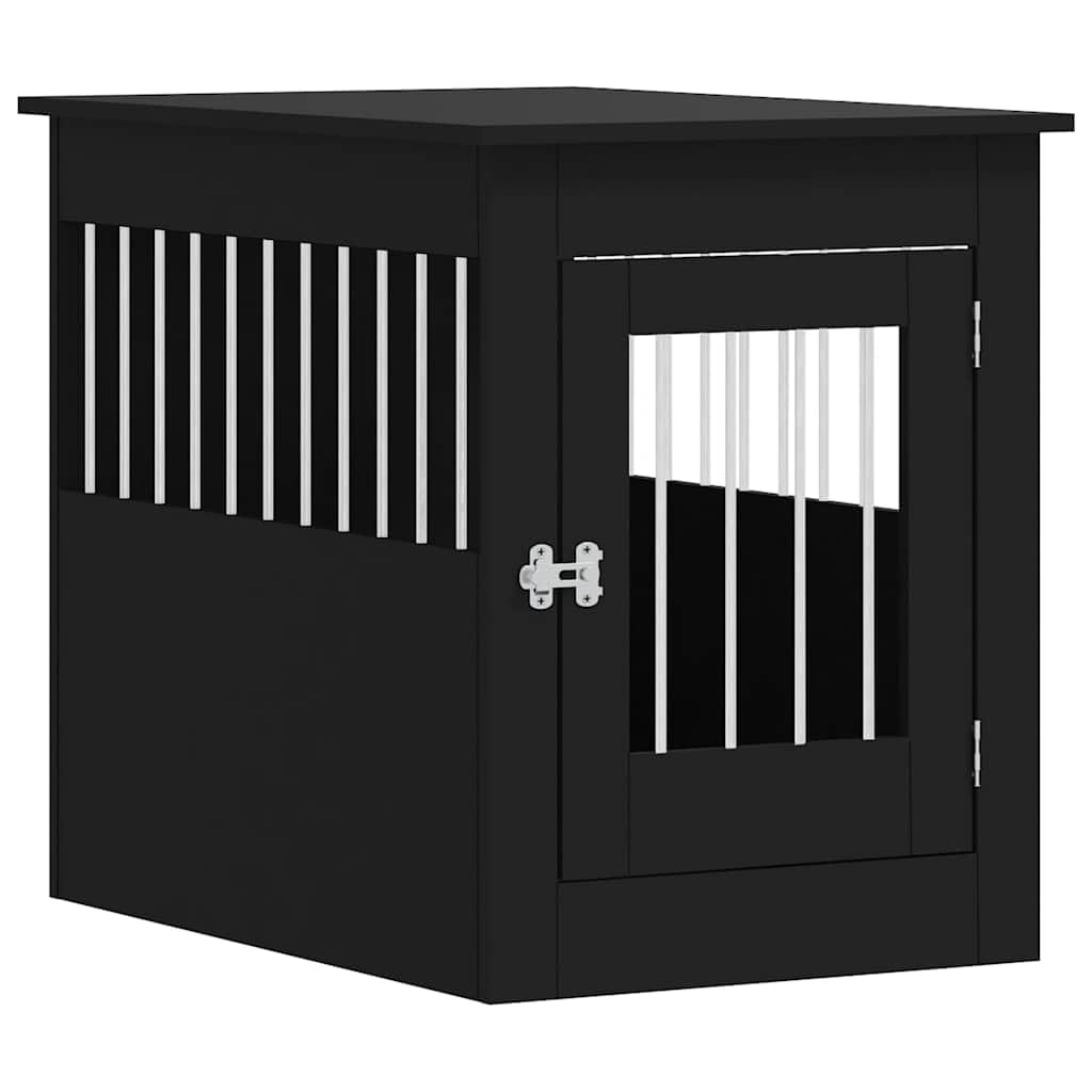 Hundekäfig Möbelstil, 55x80x68 cm Hundehaus Beistelltisch aus Holzwerkstoff und Stahl, abschließbare Hundebox für Wohnzimmer