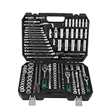 216-Piece Tool Set, Socket Wrench Set Mechanics Tools with 72-Tooth Reversible Ratchet, Tool Kit with Case for Automotive Repair, 1/4“ 3/8” 1/2