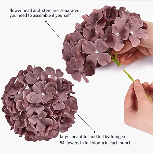 H.flolavida Dusty Rose Hydrangea Silk Fake Flowers Heads With Stems, Artificial Flowers For Decoration Wedding Home Party Shop Baby Shower,Room Decor For Bedroom Aesthetic, Pack Of 10… #TOP2
