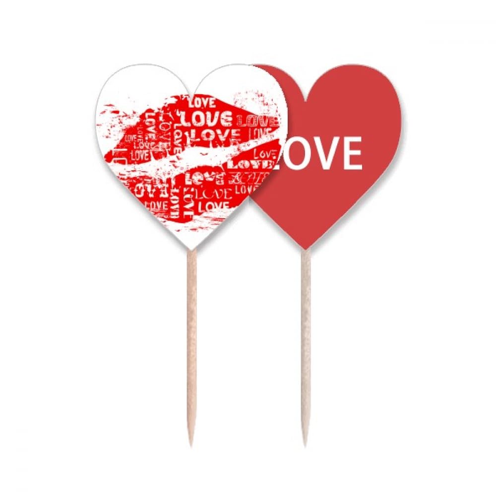 Cure-dents Saint Valentin avec motif cœur rouge à lèvres pour décoration de cocktail