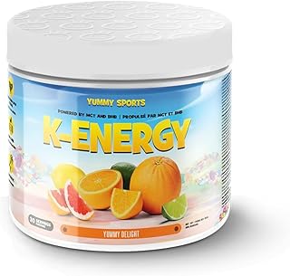Yummy Sports K-Energy Drink Supplement, Boost Energy, Enhance Focus, Physical Performance, Powered by BHB MCT Caffeine – Keto-Friendly Energy Drink - 30 Servings - 210g - Yummy Delight