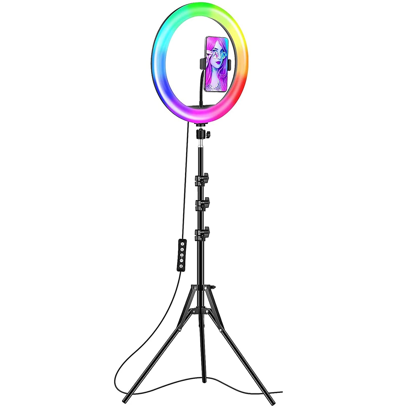 HMTE Selfie Soft Ring Light RGB con treppiede di riempimento LED RingLight Phone Photography Rim Light Live Video Shoot Makeup Circle Lamp