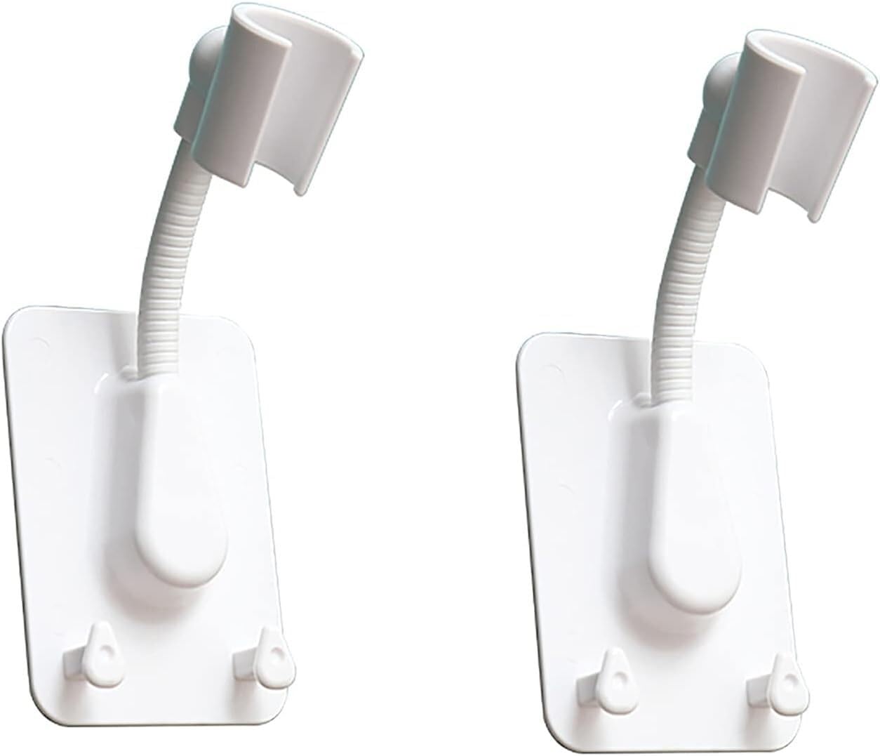 Mkauyycb White Shower Wand Holder Showerhead Bracket, Strong Adhesive, Waterproof,360-Degree Adjustable,2Pcs