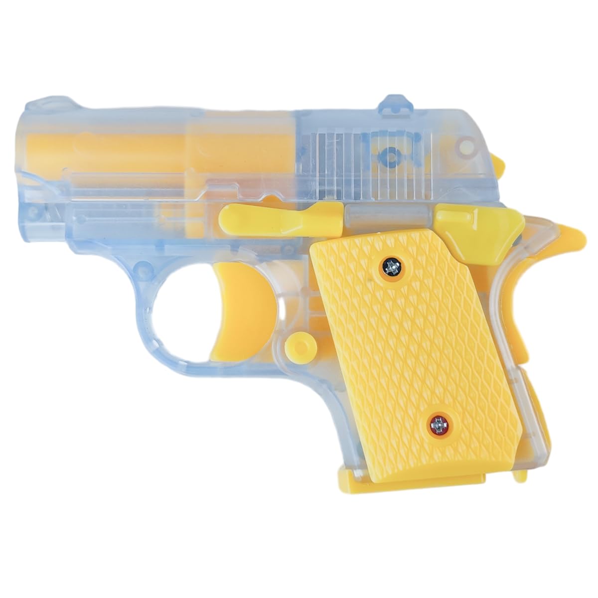 Miniature 1911 Toy Gun - Decompression Plaything with DIY Assembly and Empty Chamber Hang Feature Non-Shooting Transparent Yellow 1