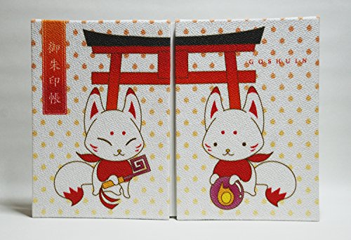 【京都観光】稲荷・きつねさん柄の御朱印帳 麗聲堂オリジナル・見開き柄 (11×16cm Mサイズ)