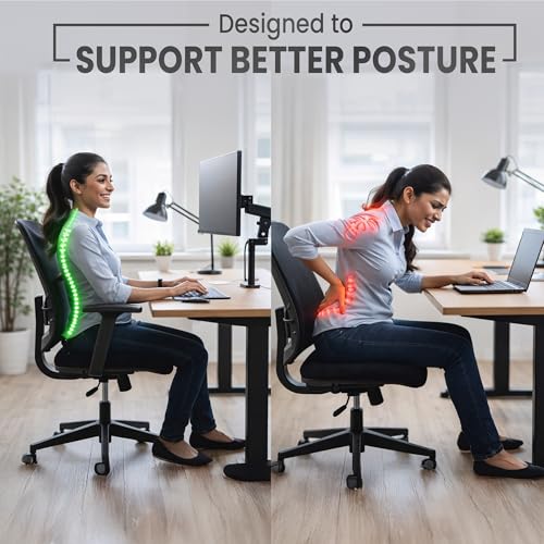 Image of Robustt Single Arm Gas Spring Monitor Stand | Arm For 17-32 inch Monitor | Full Motion Monitor Desk Mount With 70 To -45 Tilt, 180 Swivel And Full Rotation | Vesa 75x75 To 100x100mm | 10 Kg Capacity
