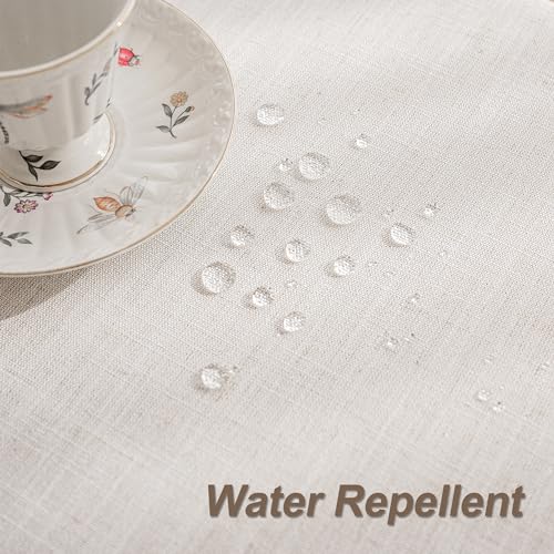 Cream-Linen-Tablecloth-for-Rectangle-Table-Farmhouse-Burlap-Table-Cloths-with-Tassel-Kitchen-Dining-Room-Water-Repellent-Wrinkle-Free-Rustic-Boho-Oblong-Table-Cover-for-Thanksgiving-Party-55×86-Inch Cream Linen Tablecloth for Rectangle Table Farmhouse Burlap Table Cloths with Tassel Kitchen Dining Room Water Repellent Wrinkle Free Rustic Boho Oblong Table Cover for Thanksgiving Party 55×86 Inch