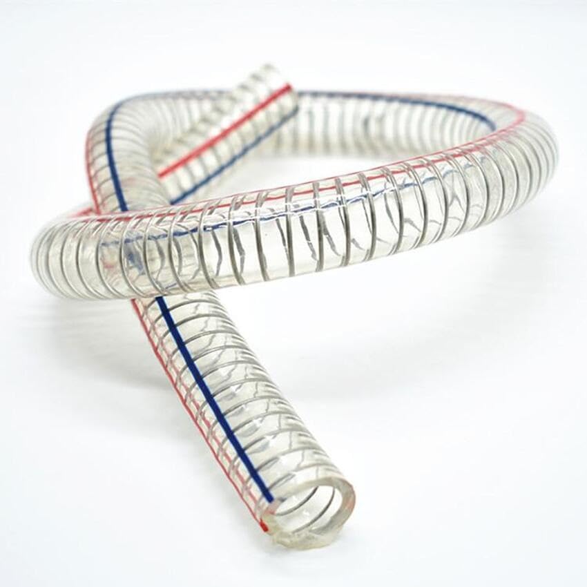 flexiable rubber PVC Steel Wire Reinforced Hose for Water Oil Powder Suction Discharge Conveying Plastic Tube 10mm to 25mm drain elastic (Size : 1meter, Color : OD21 X ID16mm)