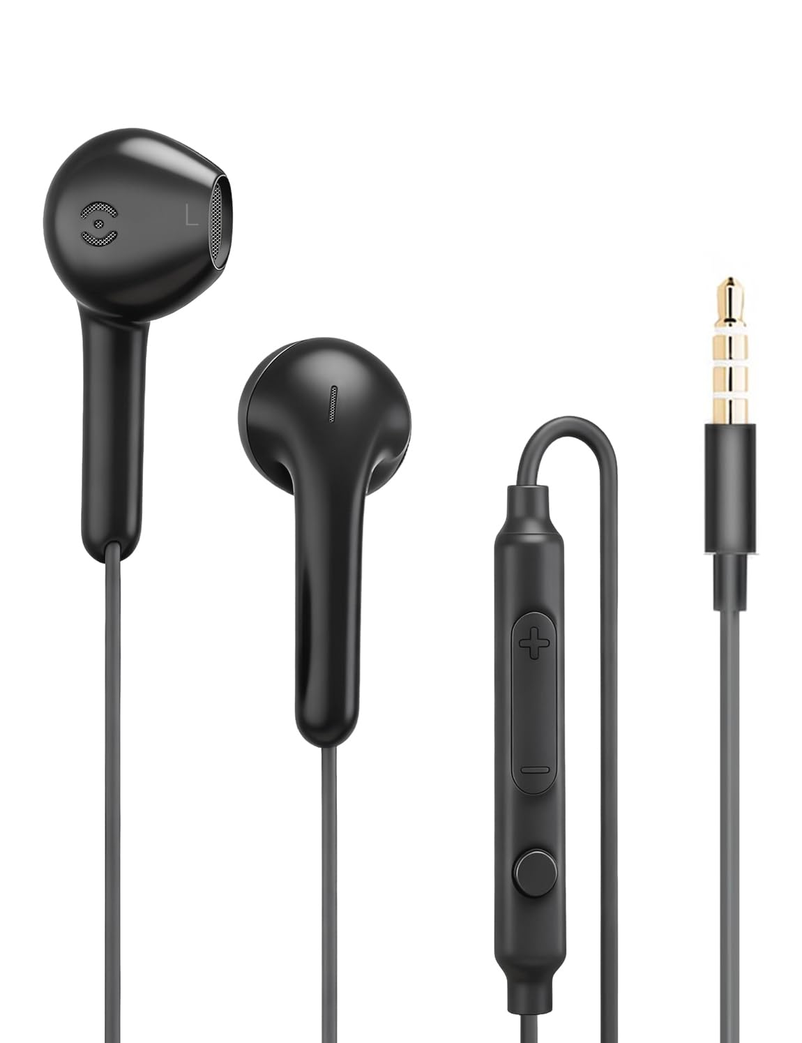MAS CARNEY Headphones Wired WH9, In-Ear Earphones Wired with Microphone, Compatible with Samsung Huawei Vivo Oppo Mi Redmi, Black