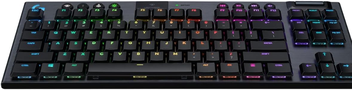 Logitech G G915 TKL Tenkeyless LIGHTSPEED RGB Mechanische Gaming-Tastatur | Für Laptop/PC, Low-Profile-Switches, LIGHTSYNC RGB, kabellos, Bluetooth, Deutsches QWERTZ-Layout - Schwarz