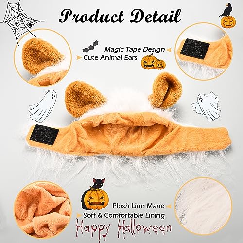 Image of Cat Halloween Costumes - Lion Mane Wigs for Cat Costumes, Adjustable Comfortable Funny Pet Kitten Cats Dress Up Clothing Accessories for Halloween Christmas Festival Party, White