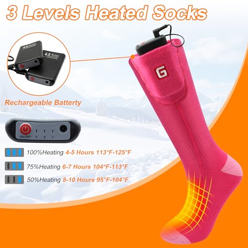 MMlove Heated Socks for Girls,3 Heat Settings, 4000mAh Battery, Electric Heated Socks for Teenagers Youth, Rechargeable Foot Warmers, Washable for Skiing,Camping,Snowboarding,Hiking,Cycling4