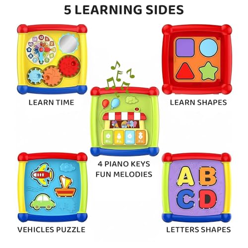 Image of StarAndDaisy Baby Toddler Musical Activity Cube for Kids, -Infants Activity Center Play Learning Center Toy Interactive Educational, Skill Development House with Lights and Sounds