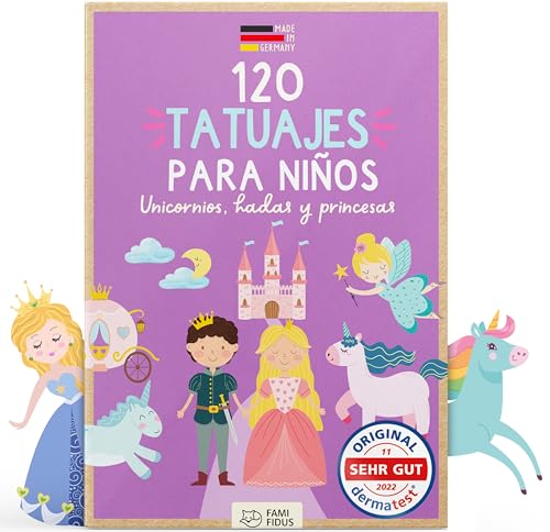 Famifidus 120 tatuagens respeitadoras da pele para crianças acima de 3 anos I dermatologicamente muito bom kit de tatuagem de fadas para crianças I tatuagem para crianças