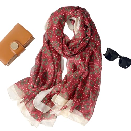 Image of Scarf Stole for Women - 185 x 135 cm Chiffon Scarf with Floral Print | Lightweight Scarf, Soft Stole for Women | Satin Feel Neck Scarf | Women Accessory