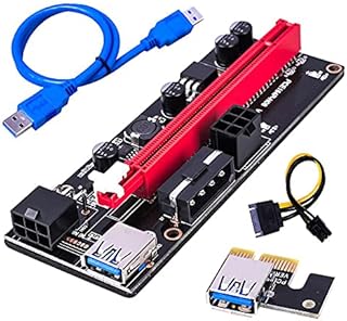 PCIE Riser, VER009s 1X to 16X Riser Card Extender Mining Miner, GPU Riser Express Kits 60cm USB 3.0 Extension, PCI-E Riser Adapter Port Card Extender Wire, 6Pin SATA and Molex 4Pin Power by PC Serve