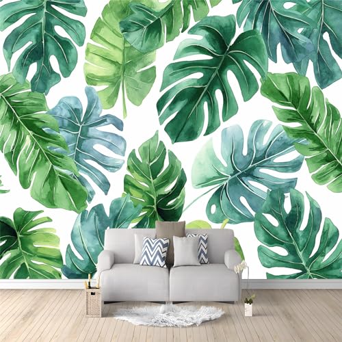 Papier peint feuilles tropicales vertes pour chambre et salon