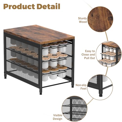 NANANARDOSO Coffee Pod Holder For Counter, 3 Tier Coffee Pod Drawer for Keurig Pod Storage Drawer Holder, 54 Capacity Pods Storage Organizer Cups Capsule with Sliding Baskets for Coffee Station by NANANARDOSO - Image 7