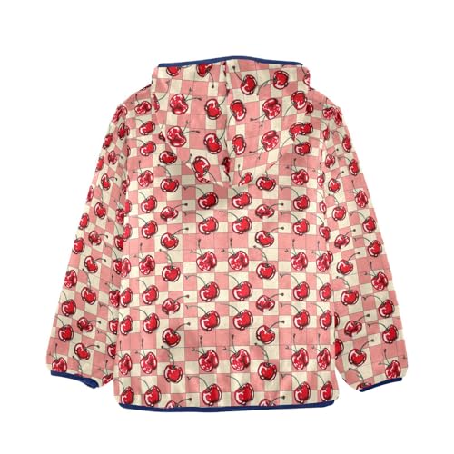 Cherry Buffalo Plaid Boys Fleece Coat,Children's Zip-Up Hoodie Jacket,Baby Warm Fashion Outerwear 3-10T,A1134032