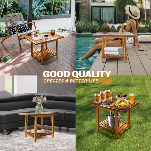 Enkezi PST02 Acacia 24 Inches Outdoor Side Table thumb #5