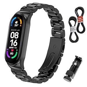 BDIG Mi Band 5 Strap Mi Band 6 Bandjes Armband Vervanging, Roestvrij Staal Metalen Polsband Polsband Horlogeband…
