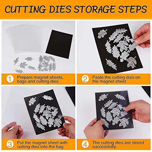Image of 80 PCS Stamp and Die Storage Bag and Rubber Magnetic Sheets, Die Storage Set for Storage Die Cutting, DIY Scrapbooking