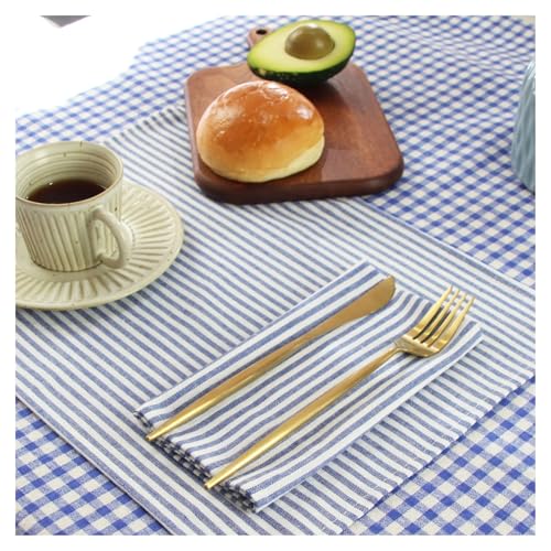 Serviettes en lin et coton bleu table élégante repas fête