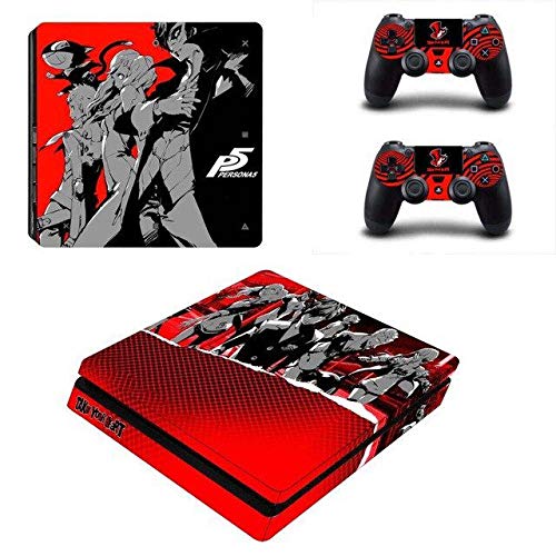 PS4 Slim Console Skin Set Vinyl Decals Stickers for Playstation 4 Slim Console Dualshock 2 Controllers JRP Game (PS4 Slim Only) by okanhyeu