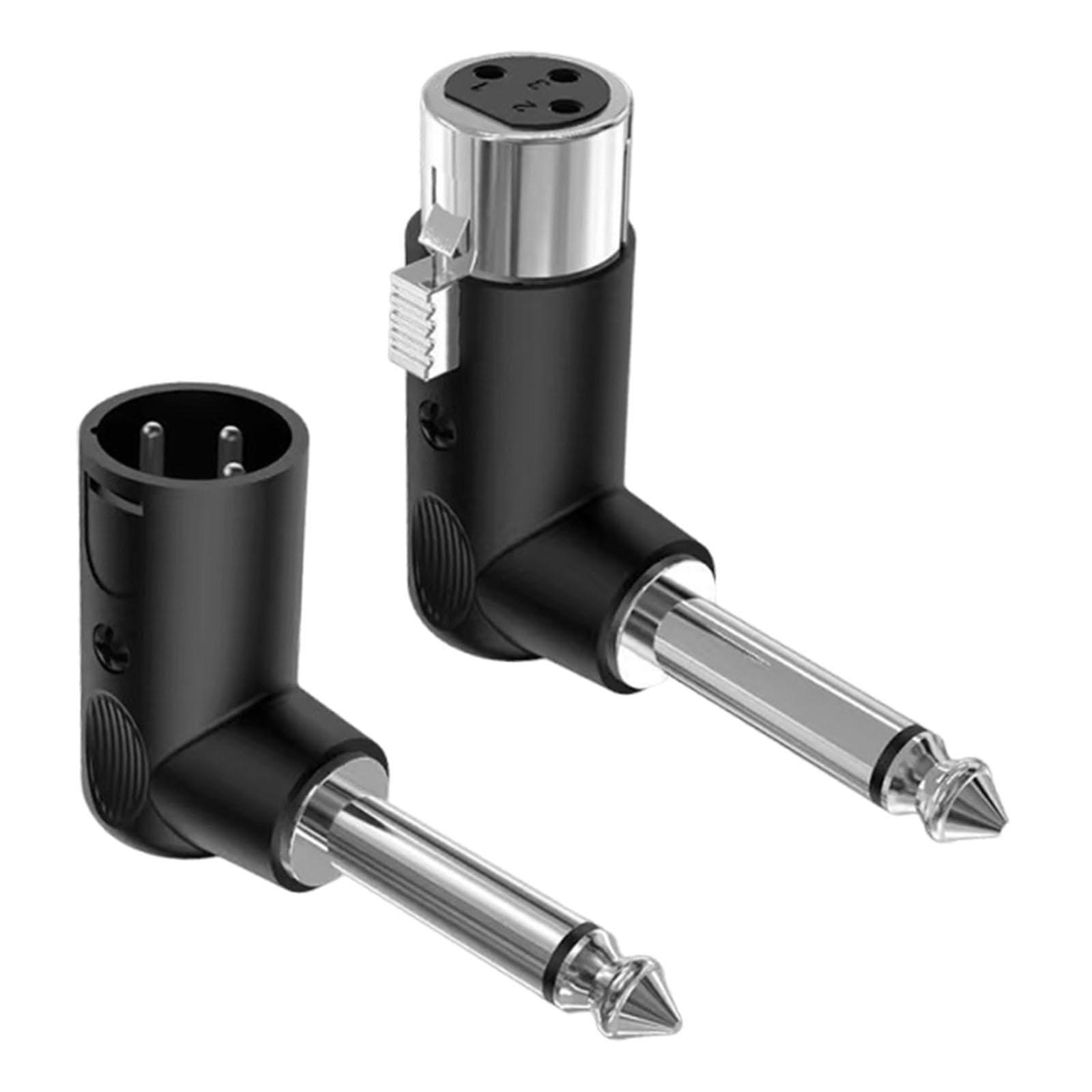 Adaptateur Coudé Robuste XLR Femelle Mâle 3 Broches Jack 6,35 Mm, Connecteurs en Métal pour Guitare, Table de Mixage et Équipements Studio, Conception Robust et Compact
