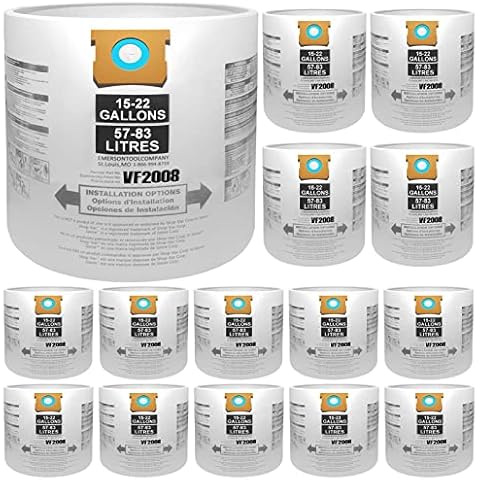 15 Pack Vaccum Bags compatible for Shop Vac Bags 15-22 Gallon, Type G/J 90663,9066300,90673,9067300,VF2008 Disposable Dust Collection Vaccum Filter Bag Cover