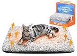 Self Warming Pet Bed for Cats & Dogs, Heated Pet Mat, 2.0 Upgraded Dual-Layer Thermal Foil Heating Pad, Plush Self-Heating Bed for Crate, Floor, with Removable Washable Cover, Non-Slip, Gray, 18"x27"