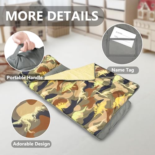 Image of Primlect Toddler Nap Mat with Removable Pillow and Fleece Blanket, Extra Large 55''x35'' Sleeping Bag, Washable, Light, Easy to Roll up, Perfect for Daycare, Preschool, Kindergarten, Travel