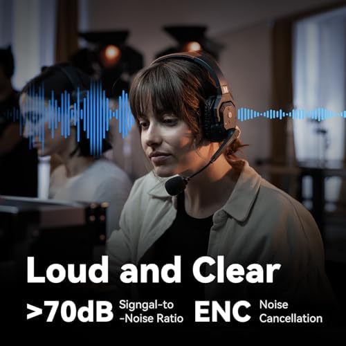 Hollyland Solidcom SE Full Duplex 4-Users ENC Noise Cancellation Wireless Intercom Headset System 1100ft Team Communication with PTT Mute Single Ear Headset for TV Film Production Drone (2.4G Version) - 2