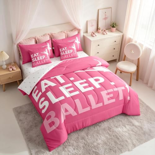Image of Feelyou Girls Ballet Comforter Set Full Size 7 Piece for Kids Women