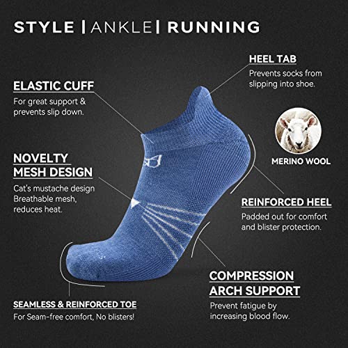 Image of Socks Daze 3 /6 Pack Men's Women's Merino Wool Ankle Running Sport Soft Thick Cushion Athletic Socks for Walking Light Hiking
